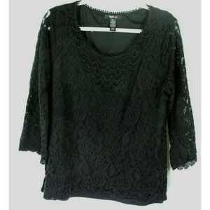 Style & Co Black Top XL Lace 3/4 Sleeve